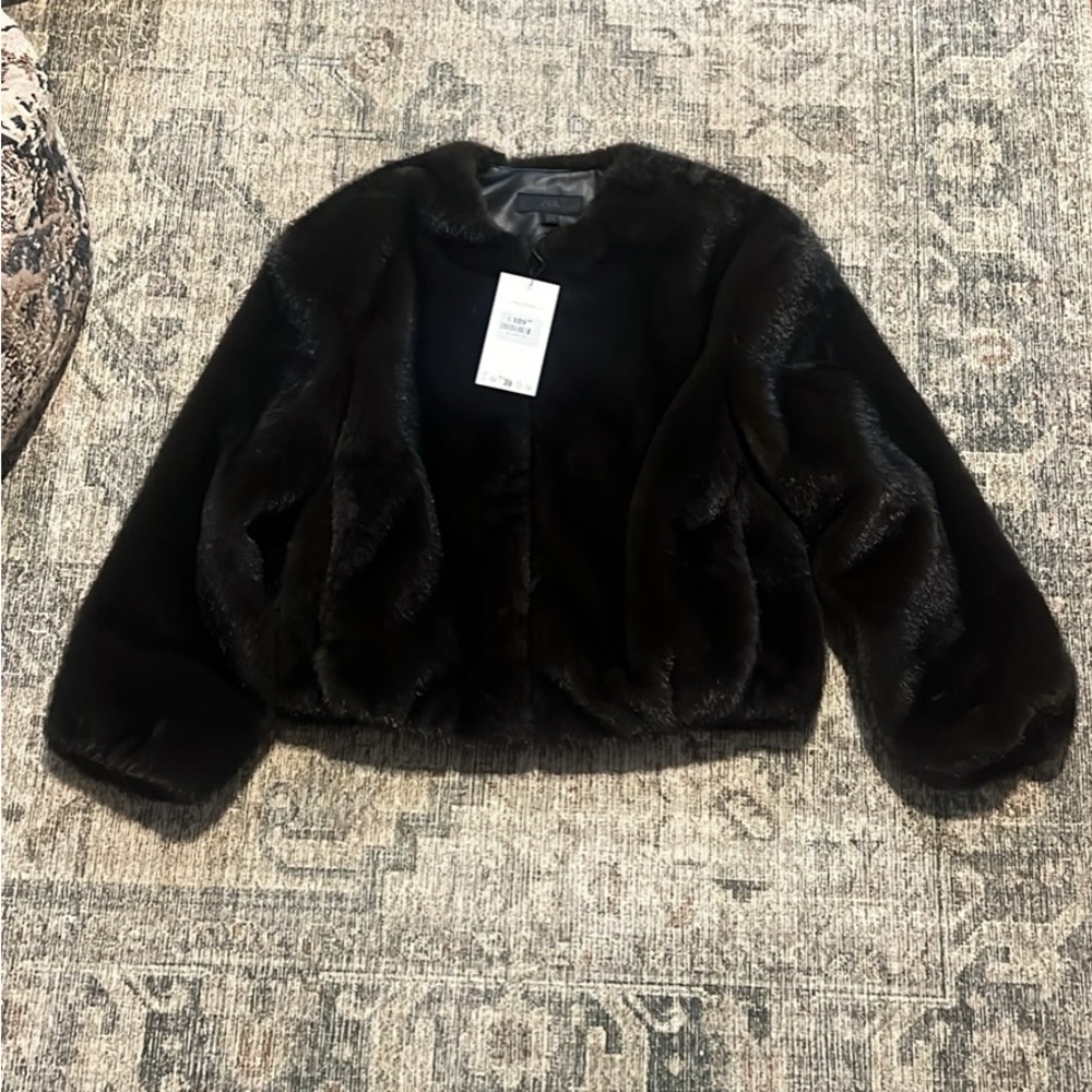 Zara Brown Faux Fur Jacket - Picture 3 of 5
